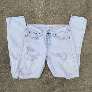 Rag & Bone Distressed Light Wash Straight Jeans w/defect